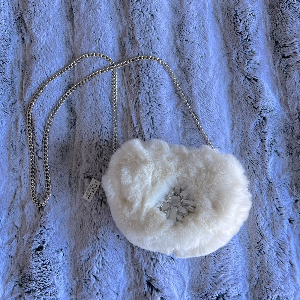 NWT The Children’s Place Winter White Faux Fur Purse Crossbody